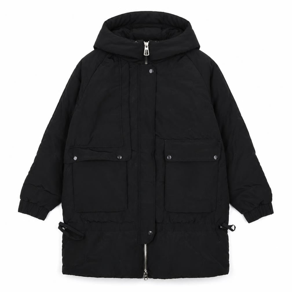 Front view of Vadaini women’s black jacket, size S, zip