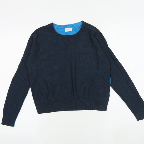 gorman Womens Blue Round Neck Cotton Pullover Jumper Size S - Colourblock