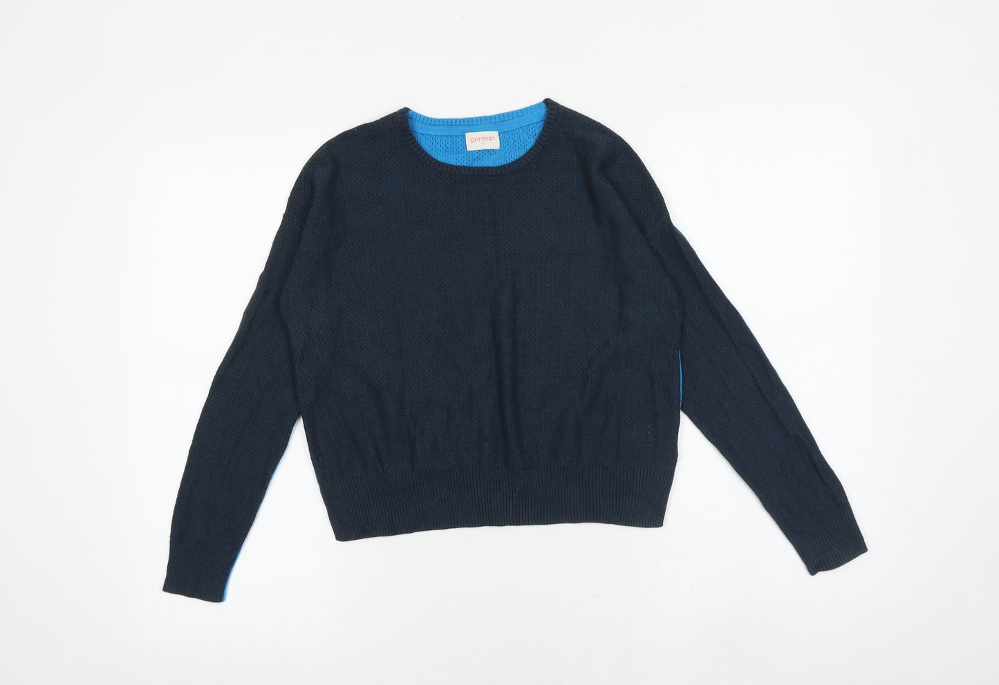 gorman Womens Blue Round Neck Cotton Pullover Jumper Size S - Colourblock
