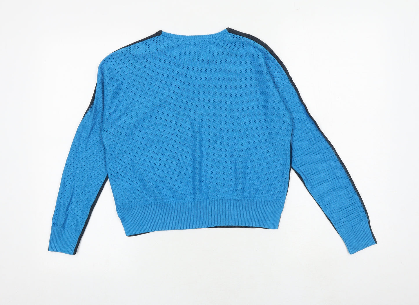 gorman Womens Blue Round Neck Cotton Pullover Jumper Size S - Colourblock
