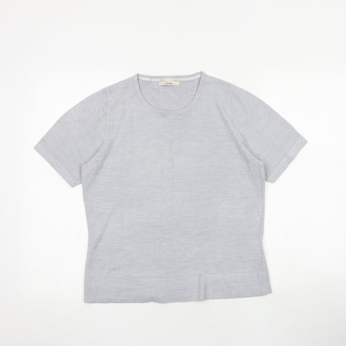 Classic Womens Grey Round Neck Acrylic Pullover Jumper Size 14