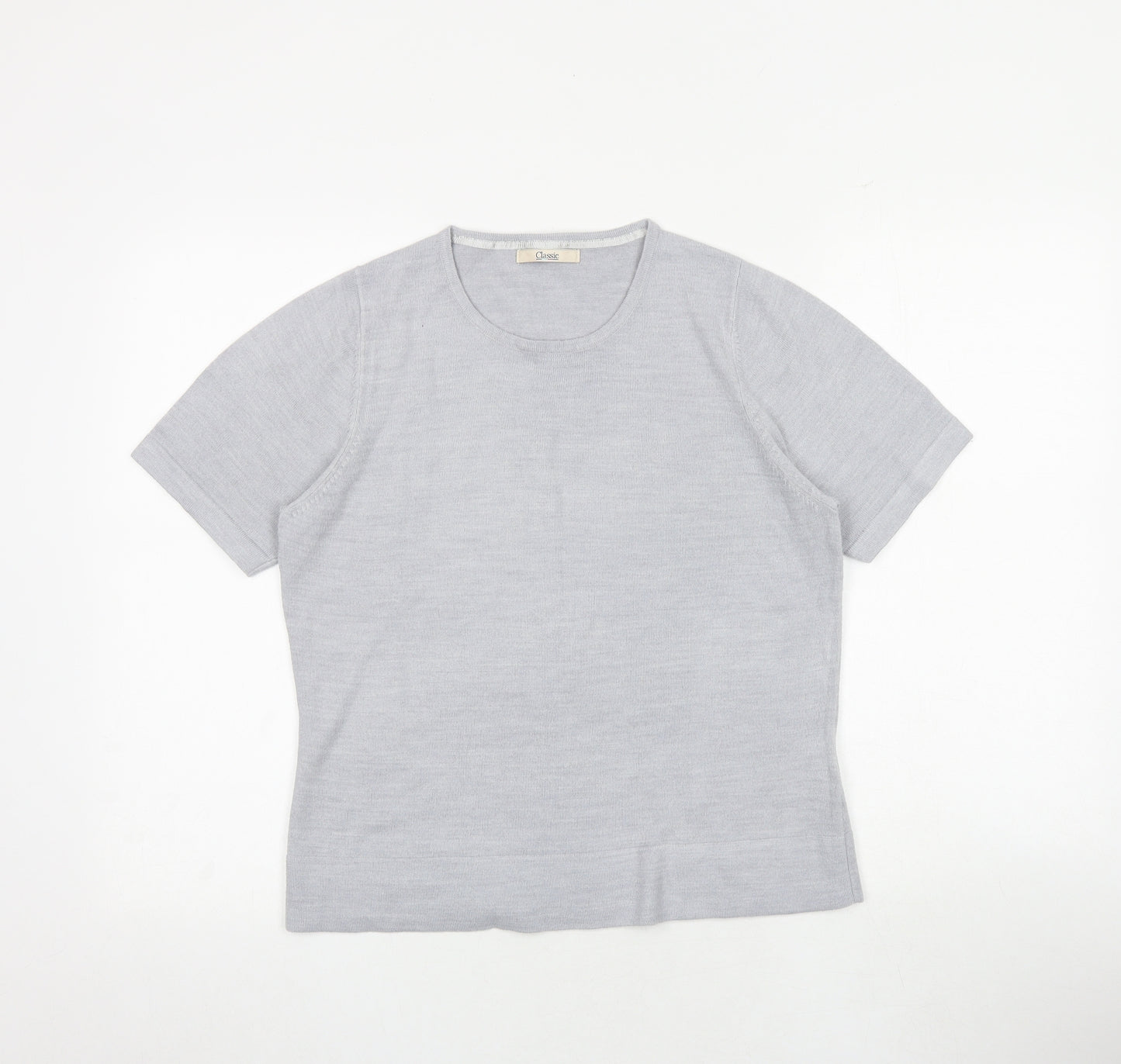 Classic Womens Grey Round Neck Acrylic Pullover Jumper Size 14