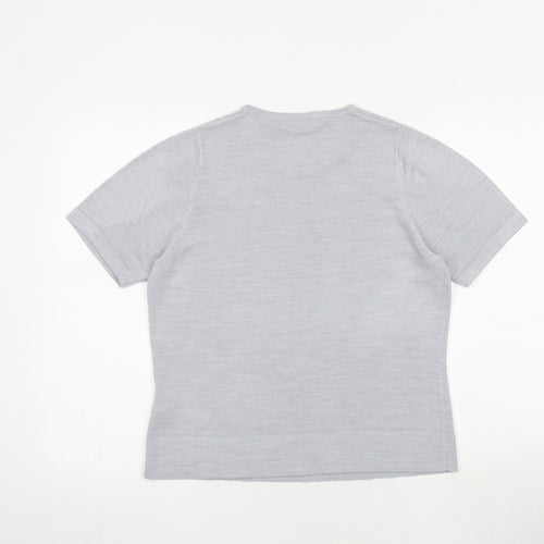 Classic Womens Grey Round Neck Acrylic Pullover Jumper Size 14