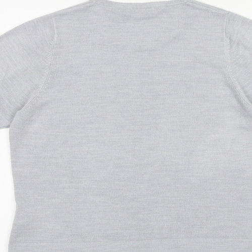 Classic Womens Grey Round Neck Acrylic Pullover Jumper Size 14