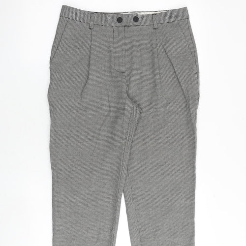Marks and Spencer Womens Grey Geometric Polyester Trousers Size 12 Regular Zip