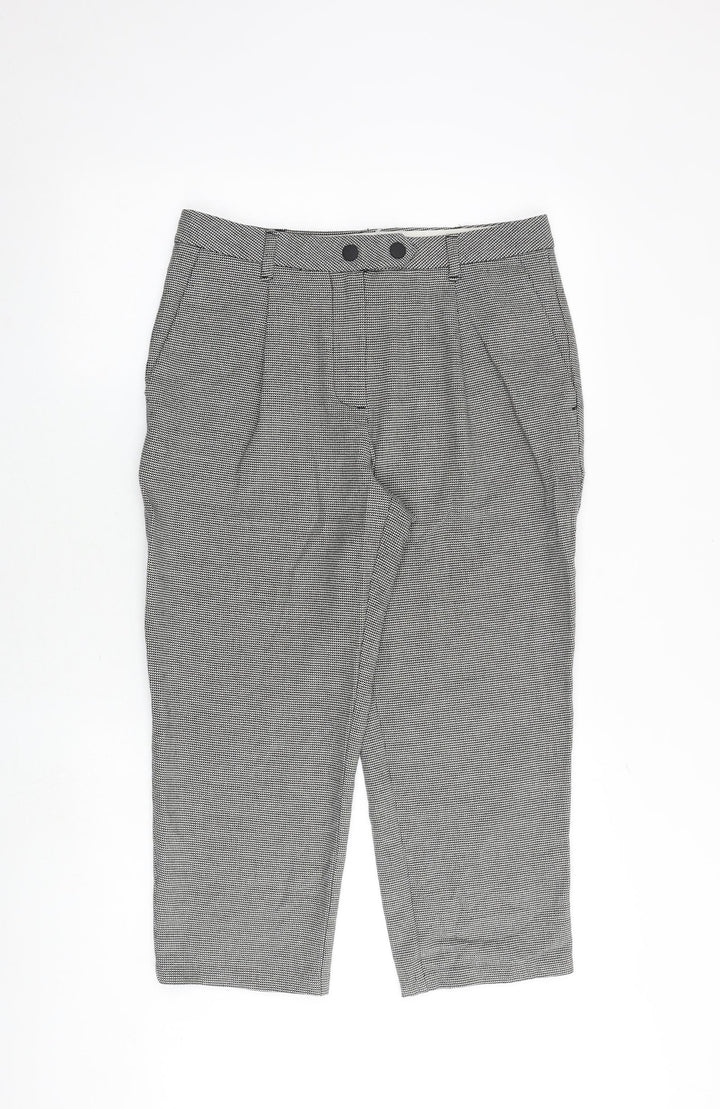 Marks and Spencer Womens Grey Geometric Polyester Trousers Size 12 Regular Zip