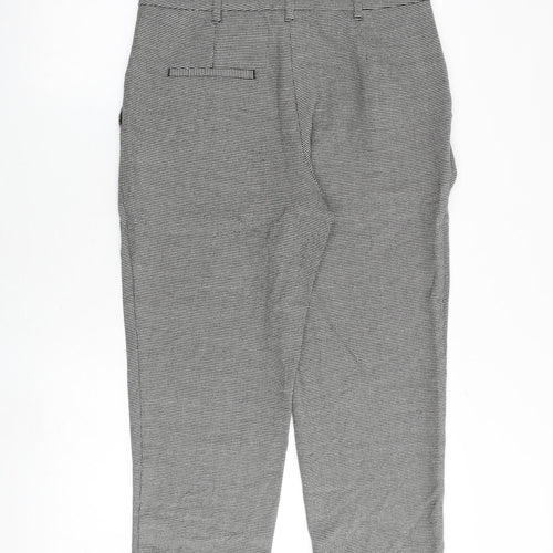 Marks and Spencer Womens Grey Geometric Polyester Trousers Size 12 Regular Zip