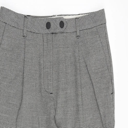 Marks and Spencer Womens Grey Geometric Polyester Trousers Size 12 Regular Zip