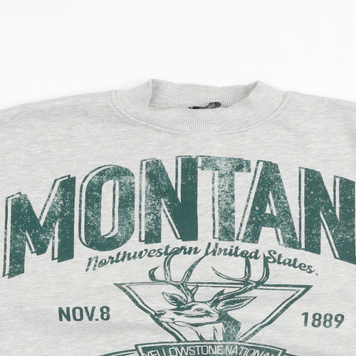 Bershka Womens Grey Cotton Pullover Sweatshirt Size M Pullover - Montana