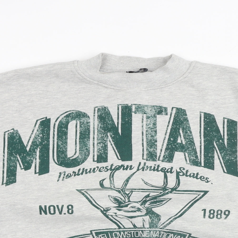Bershka Womens Grey Cotton Pullover Sweatshirt Size M Pullover - Montana