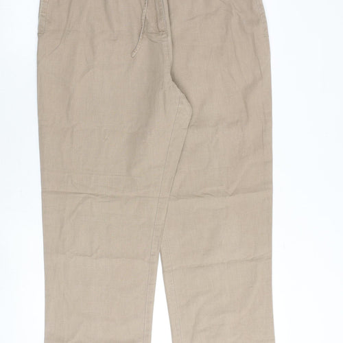 Hawkshead Womens Brown Linen Trousers Size 14 Regular Zip