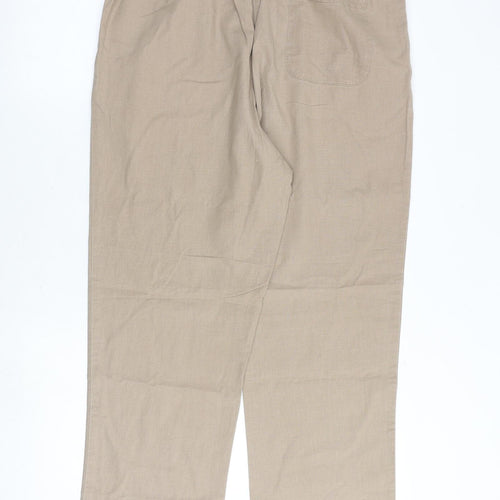 Hawkshead Womens Brown Linen Trousers Size 14 Regular Zip