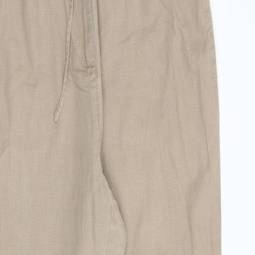 Hawkshead Womens Brown Linen Trousers Size 14 Regular Zip
