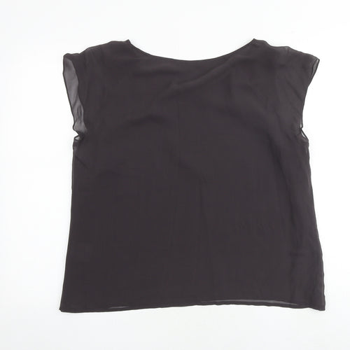 Windsmoor Womens Brown Silk Basic Blouse Size 14 Round Neck