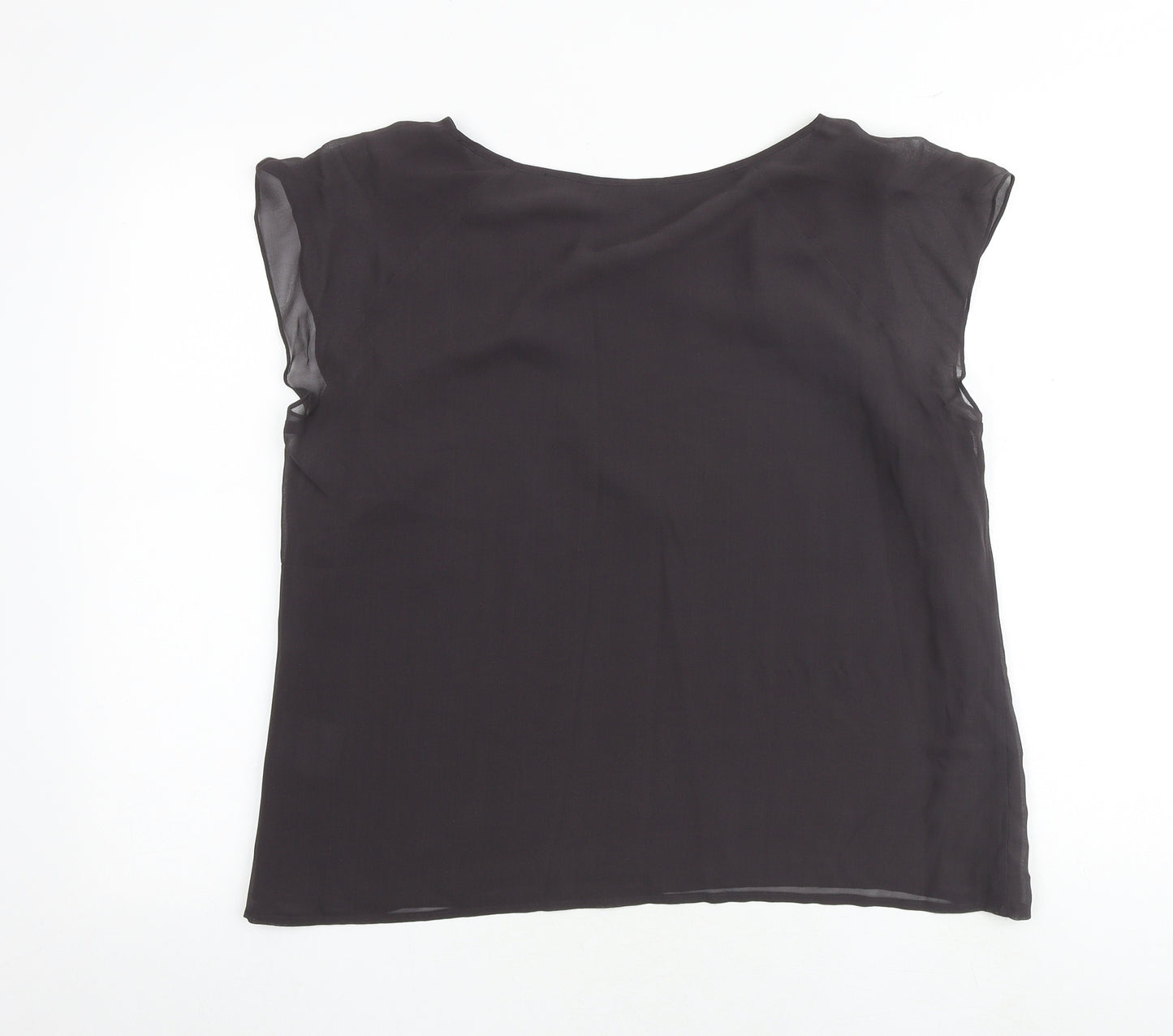 Windsmoor Womens Brown Silk Basic Blouse Size 14 Round Neck