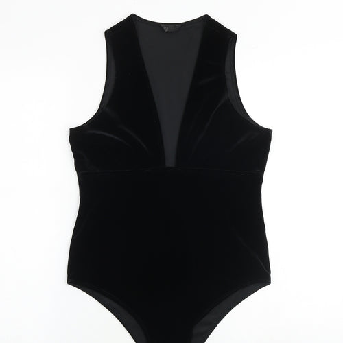 Topshop Womens Black Polyester Bodysuit One-Piece Size 14 Pullover