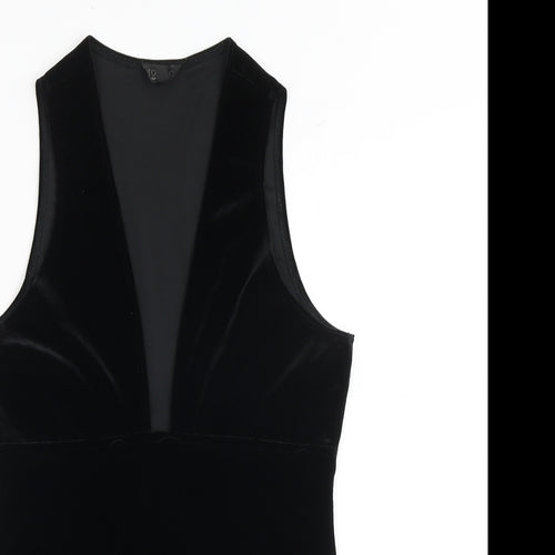 Topshop Womens Black Polyester Bodysuit One-Piece Size 14 Pullover