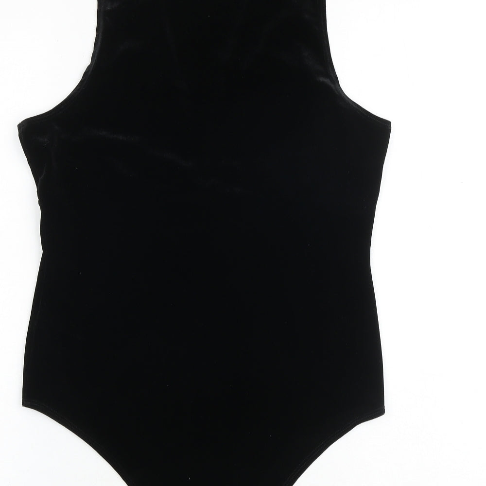 Topshop Womens Black Polyester Bodysuit One-Piece Size 14 Pullover