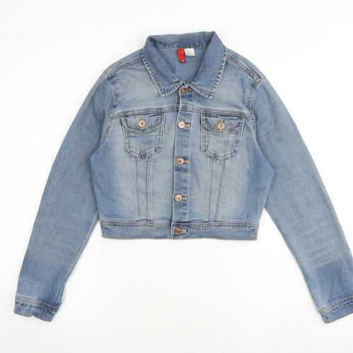 H&M Womens Blue Jacket Size 10 Button