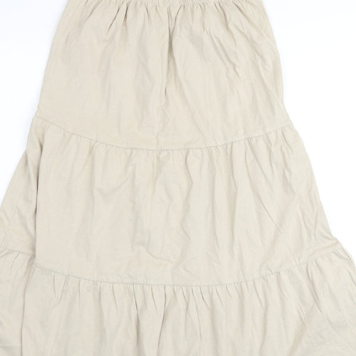 Marks and Spencer Girls Beige 100% Cotton A-Line Size 10-11 Years Scoop Neck Pullover - Tiered