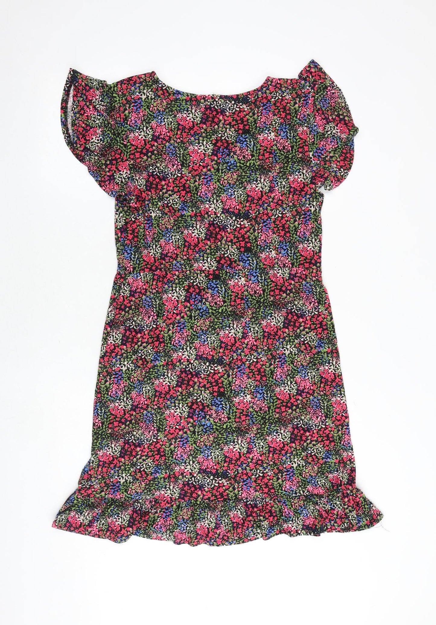 NEXT Womens Multicoloured Floral Viscose Sheath Size 14 V-Neck Pullover