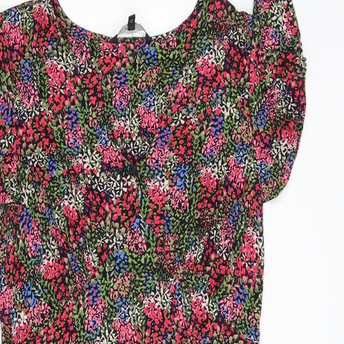 NEXT Womens Multicoloured Floral Viscose Sheath Size 14 V-Neck Pullover
