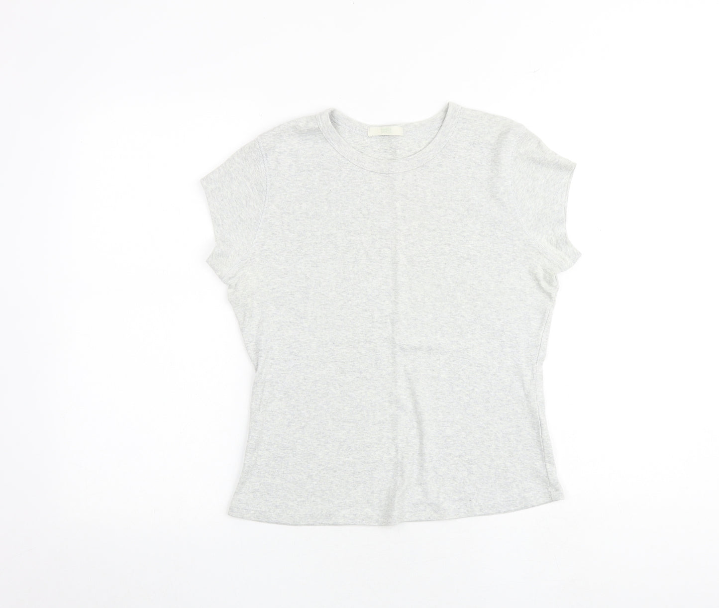 Marks and Spencer Womens Grey 100% Cotton Basic T-Shirt Size 16 Round Neck