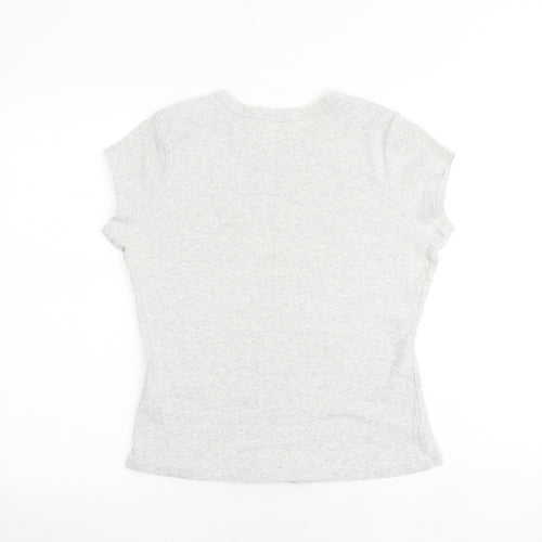 Marks and Spencer Womens Grey 100% Cotton Basic T-Shirt Size 16 Round Neck