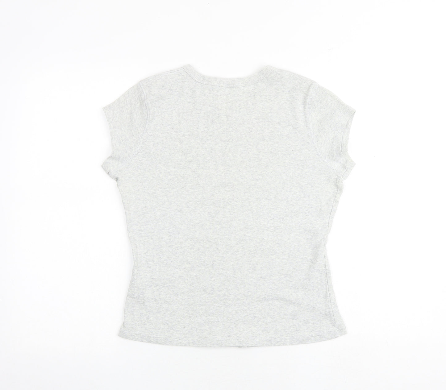 Marks and Spencer Womens Grey 100% Cotton Basic T-Shirt Size 16 Round Neck