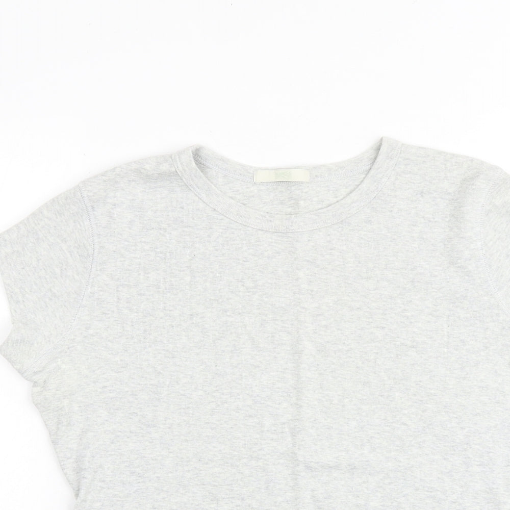 Marks and Spencer Womens Grey 100% Cotton Basic T-Shirt Size 16 Round Neck
