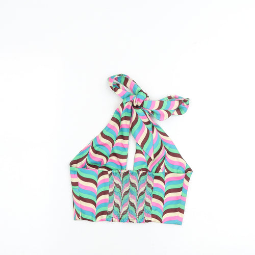 Zara Womens Multicoloured Geometric Polyester Cropped Tank Size S Halter