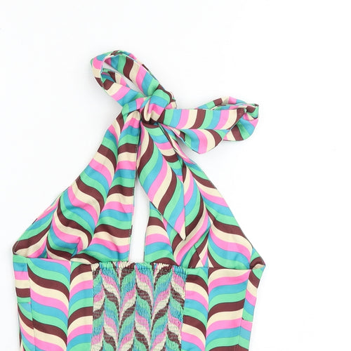 Zara Womens Multicoloured Geometric Polyester Cropped Tank Size S Halter