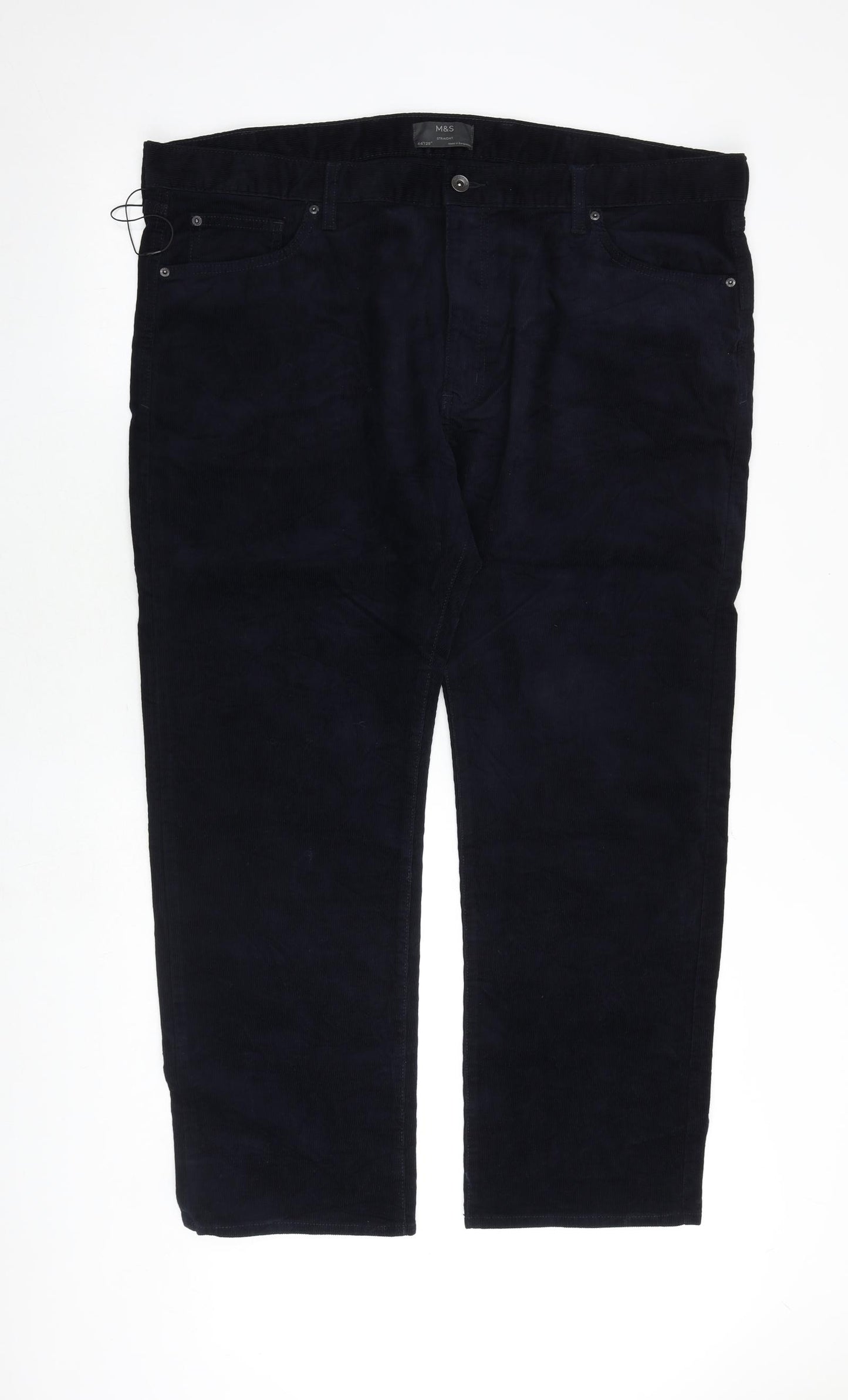 Marks and Spencer Mens Blue Cotton Trousers Size 44 in L29 in Regular Zip
