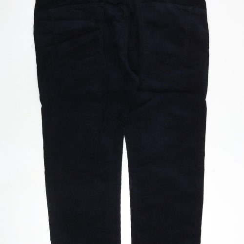 Marks and Spencer Mens Blue Cotton Trousers Size 44 in L29 in Regular Zip