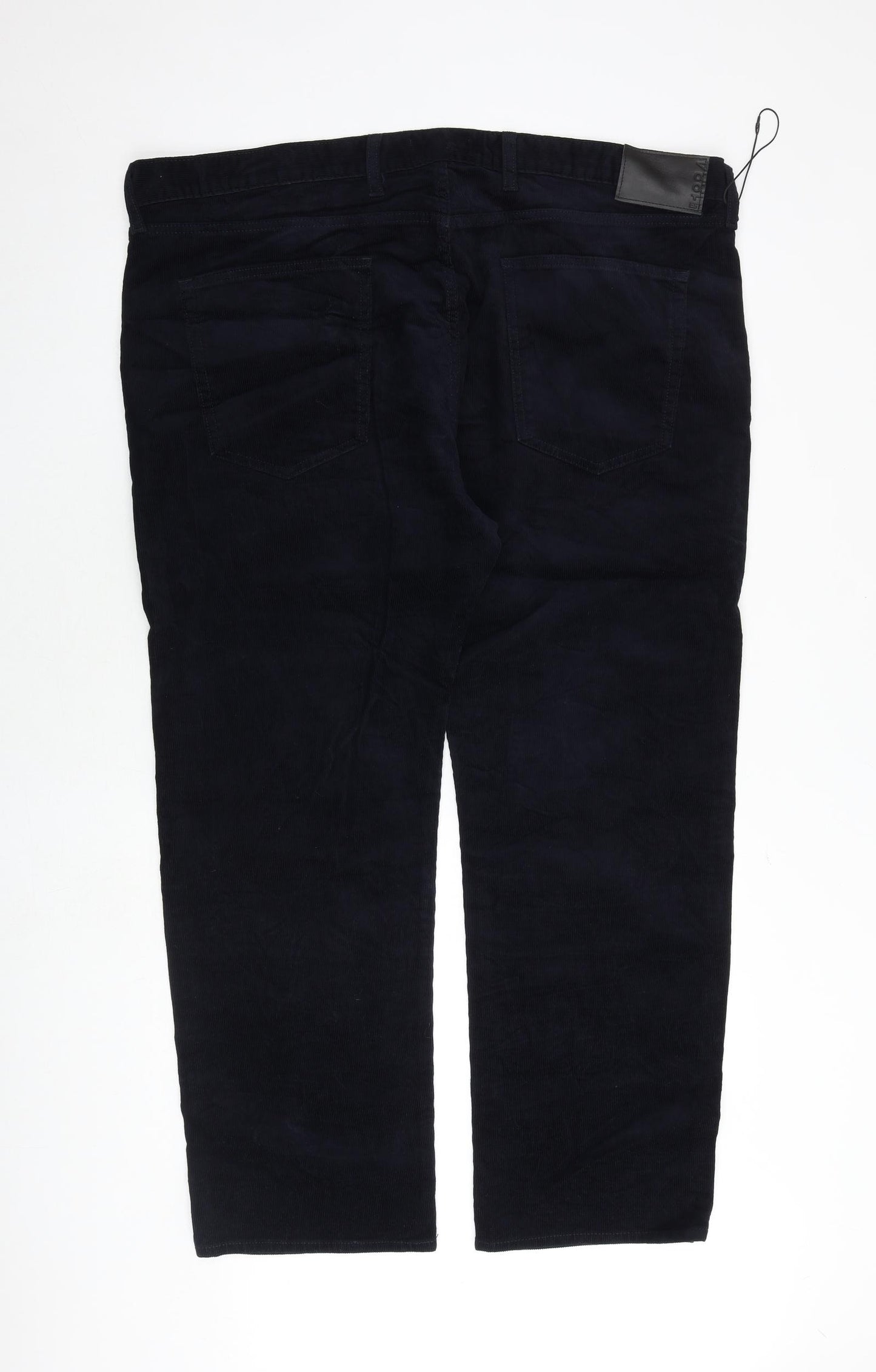 Marks and Spencer Mens Blue Cotton Trousers Size 44 in L29 in Regular Zip