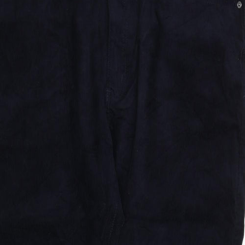 Marks and Spencer Mens Blue Cotton Trousers Size 44 in L29 in Regular Zip