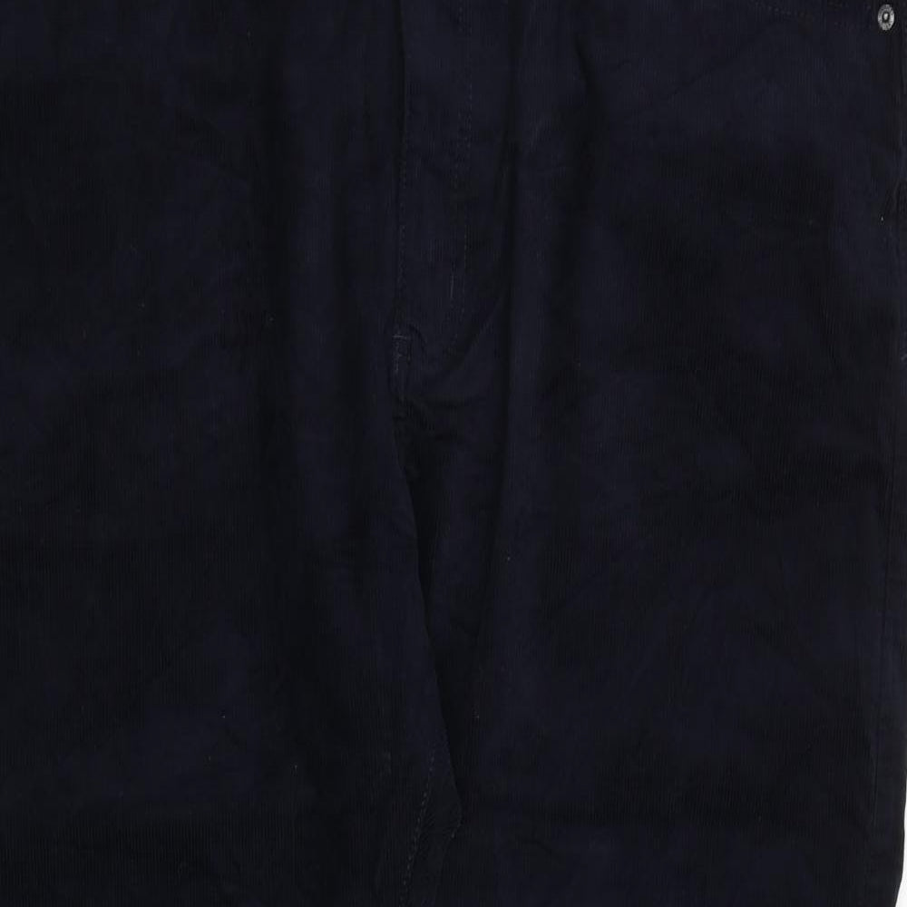 Marks and Spencer Mens Blue Cotton Trousers Size 44 in L29 in Regular Zip