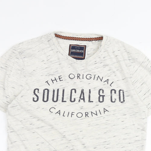 SoulCal&Co Mens Grey Cotton T-Shirt Size S Round Neck