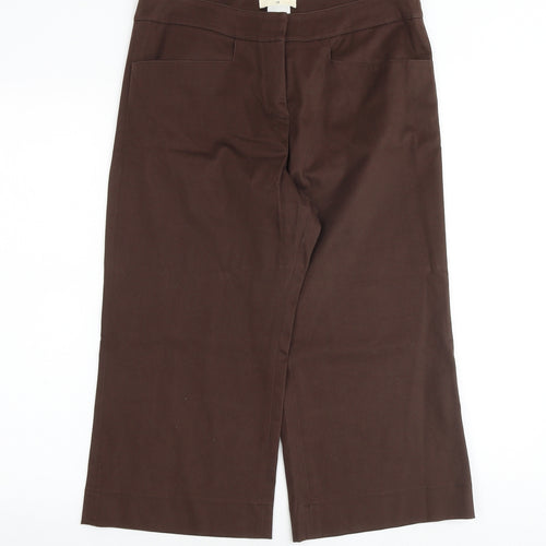Kaliko Womens Brown Cotton Trousers Size 12 Regular Zip