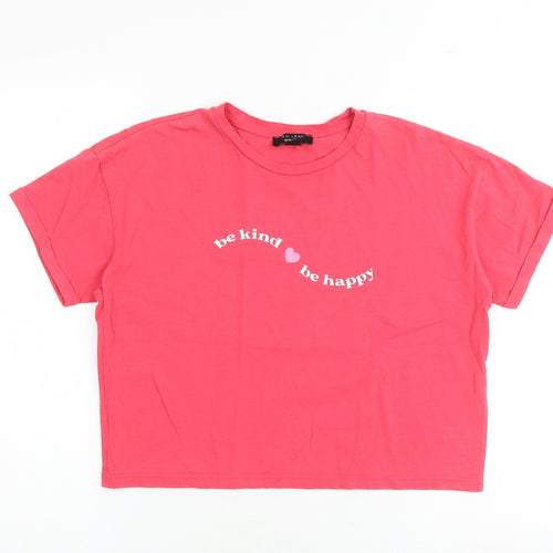 New Look Girls Pink 100% Cotton Basic T-Shirt Size 14-15 Years Round Neck Pullover - Be Kind Be Happy