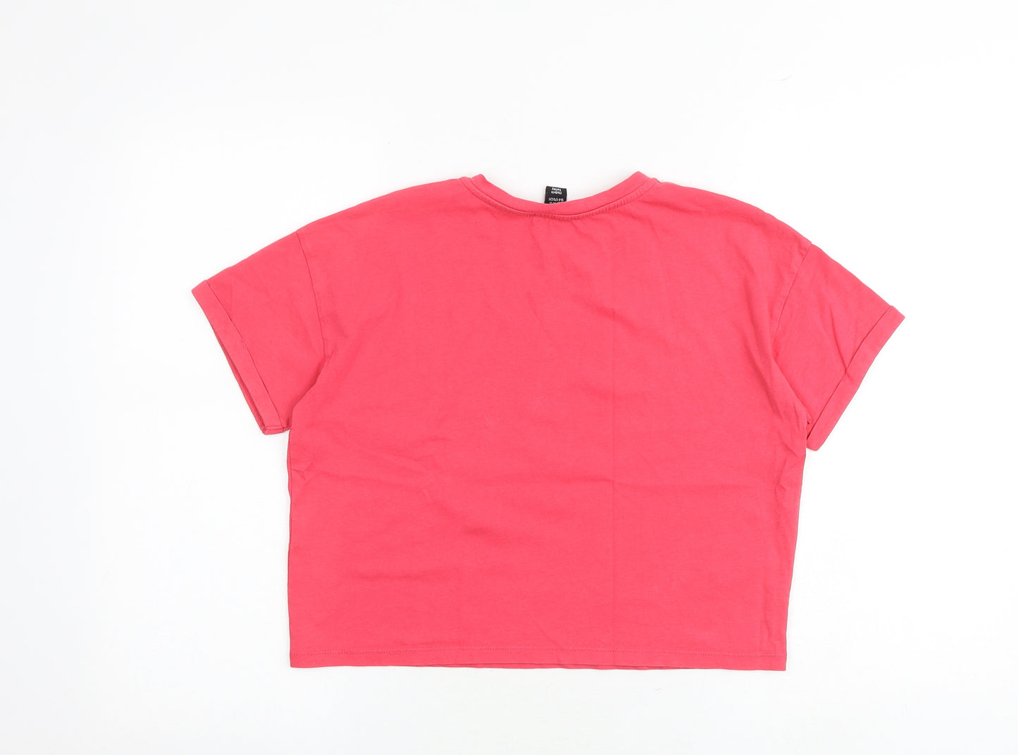 New Look Girls Pink 100% Cotton Basic T-Shirt Size 14-15 Years Round Neck Pullover - Be Kind Be Happy
