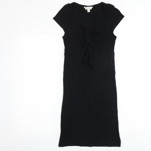 Miss Selfridge Womens Black Polyester A-Line Size 10 V-Neck Pullover