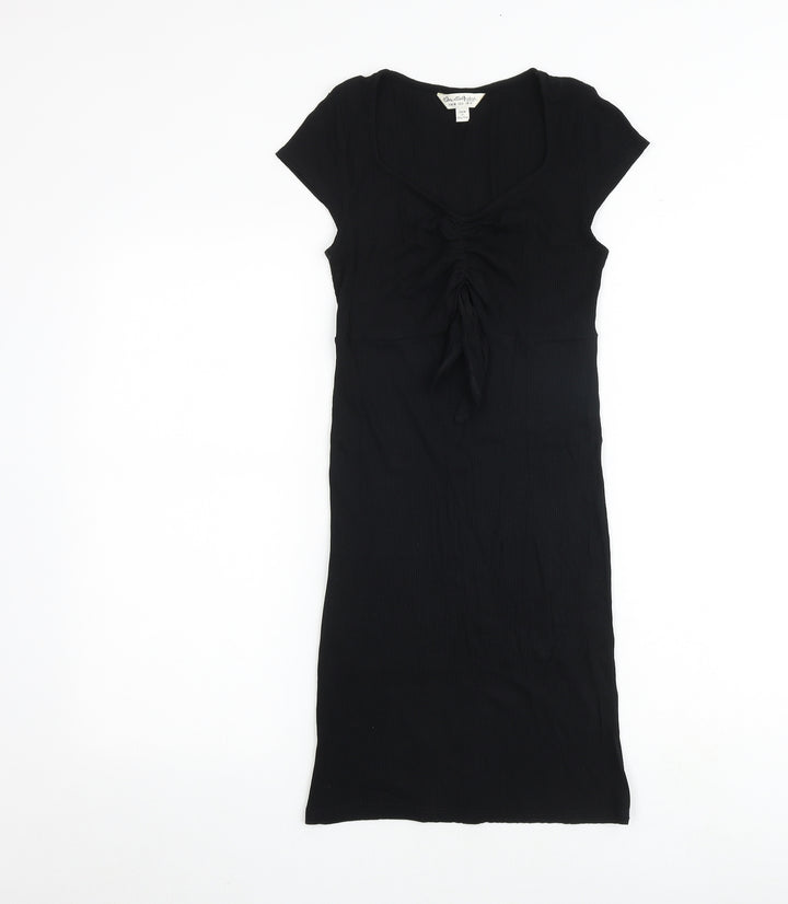 Miss Selfridge Womens Black Polyester A-Line Size 10 V-Neck Pullover
