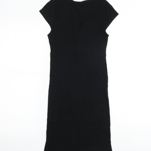 Miss Selfridge Womens Black Polyester A-Line Size 10 V-Neck Pullover