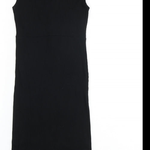 Miss Selfridge Womens Black Polyester A-Line Size 10 V-Neck Pullover