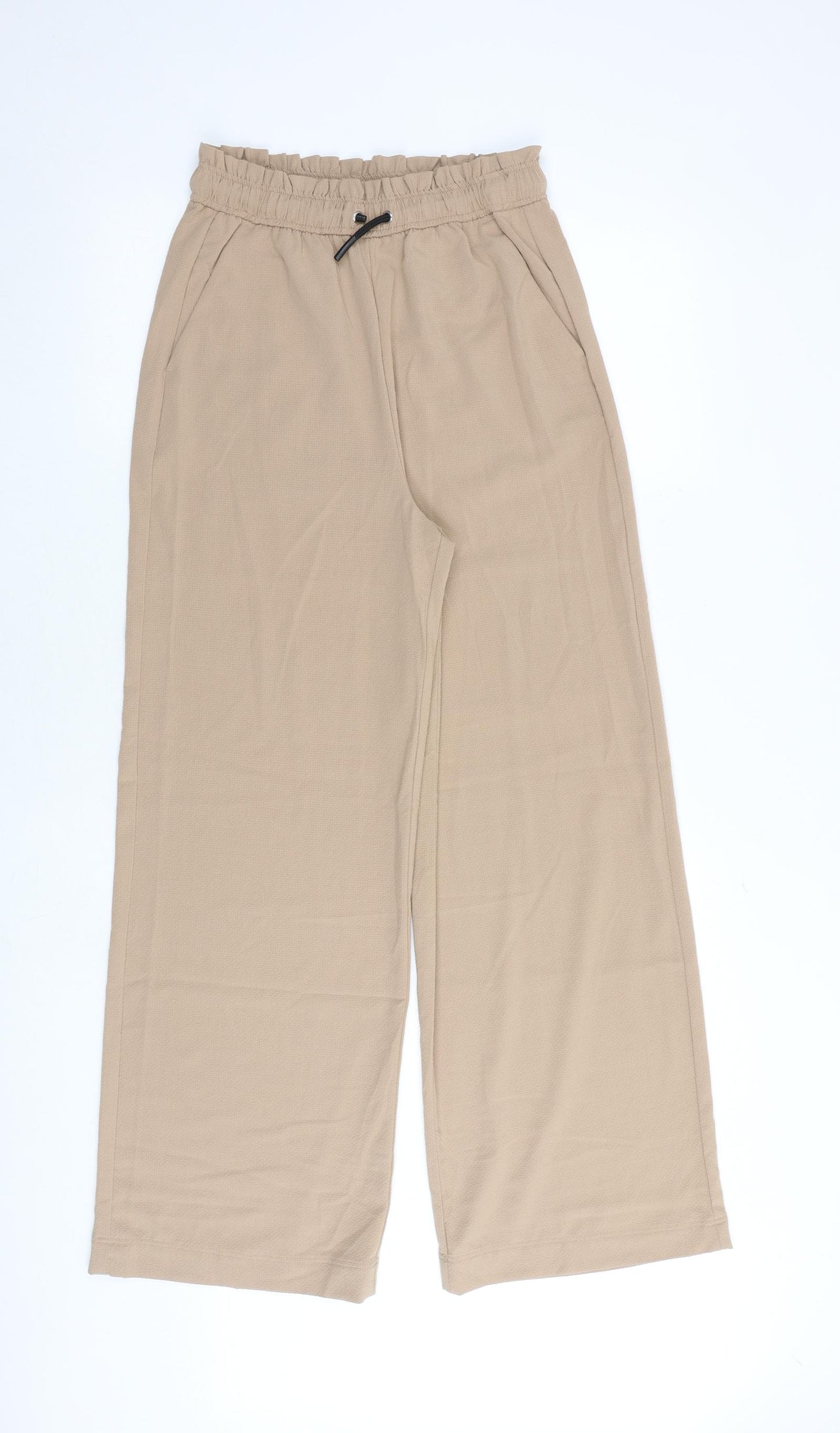 H&M Girls Beige Polyester Jogger Trousers Size 14-15 Years Regular Drawstring