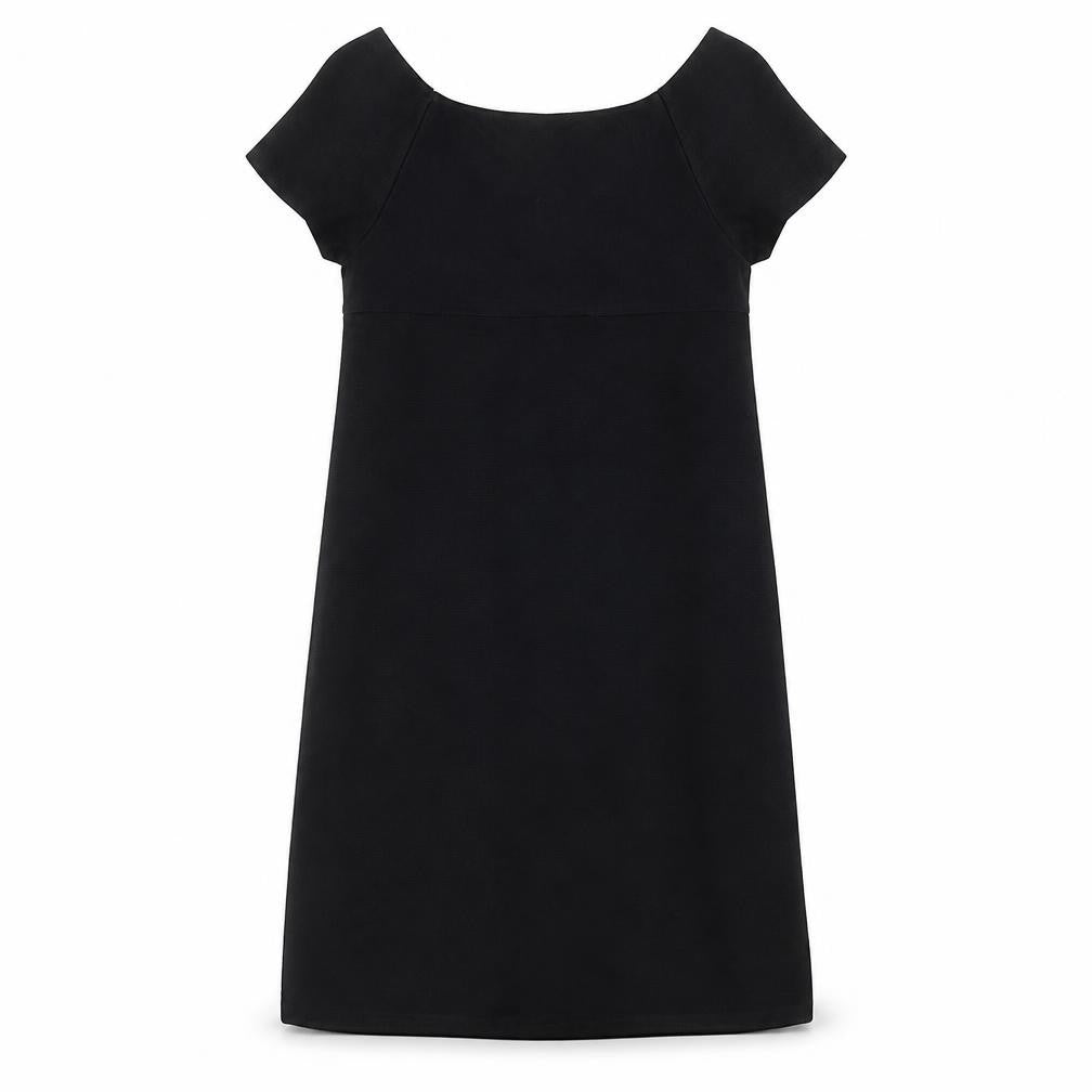Front view of Zara women’s black viscose a-line, size S, round neck pullover