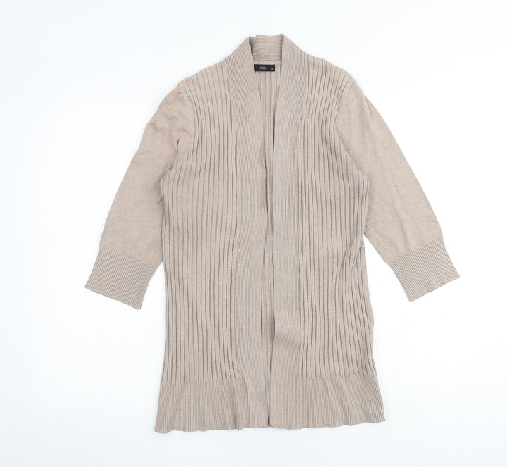 M&Co Womens Brown V-Neck Acrylic Cardigan Jumper Size 12
