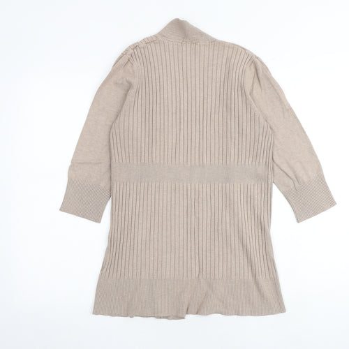 M&Co Womens Brown V-Neck Acrylic Cardigan Jumper Size 12