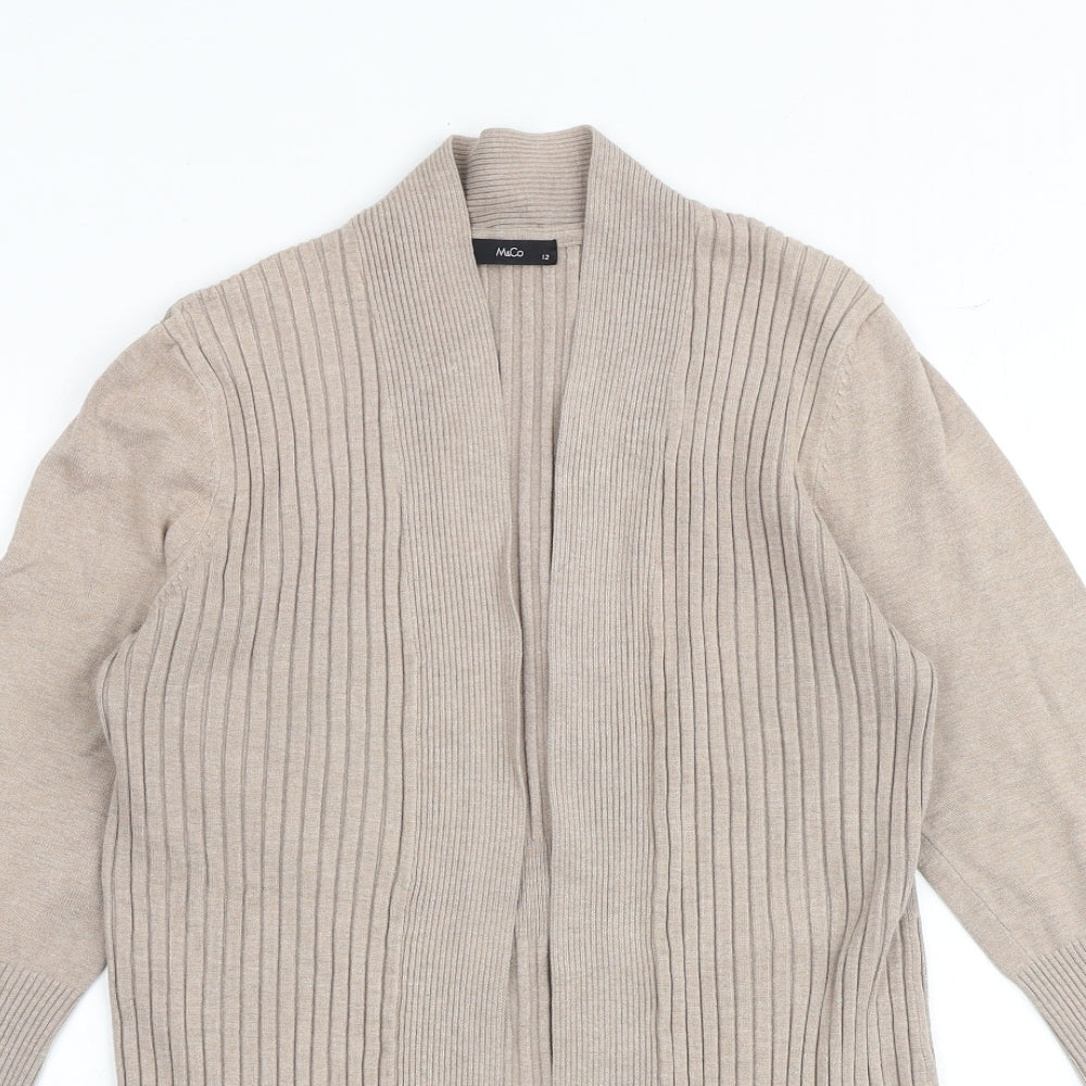 M&Co Womens Brown V-Neck Acrylic Cardigan Jumper Size 12